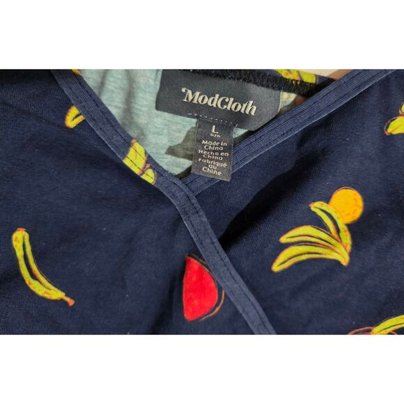 ModCloth Women’s Blue Fruit Print Halter Bodysuit – Large, Cotton Spandex - Picture 7 of 9